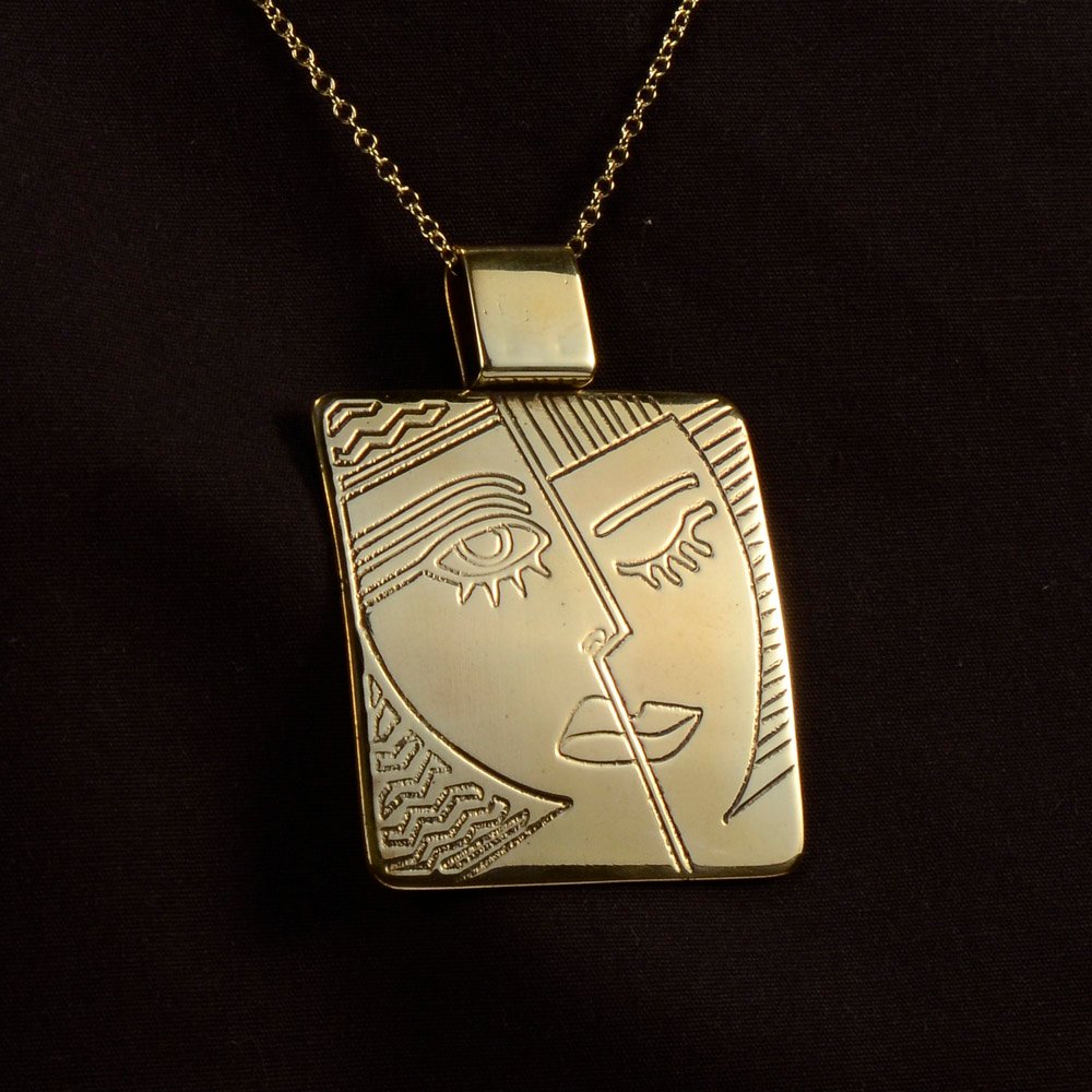 Engraved Brass Necklace